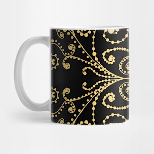 Black and Gold Swirls and Dots Doodle Graphic Design Mug